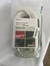 NEW Thonapa 50 Ft Extension Cord with 3 Electrical Power Outlets - 16/3 White