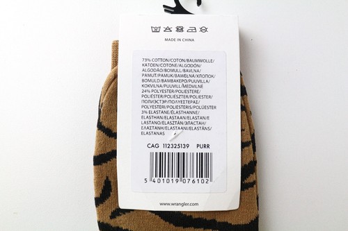 WRANGLER Women Socks EU39-42 Brown Cotton Stretch Patterned One Pair Crew - Picture 3 of 4