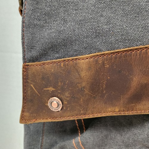 Augur Messenger Bag Leather Canvas Shoulder Crossbody Purse Grey #9088 - Imagen 5 de 13