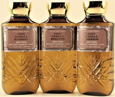 QTY 3 - Bath  Body Works COZY VANILLA BOURBON Body Wash Shower Gel Shampoo 10oz