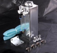 Oil Catch Can 15mm Fittings Universal Alloy Breather Tank Catcher Silver Square