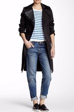 Tumi Trench Coat, Leather Details, Style 015811dx, Black, Xs. Msrp $495