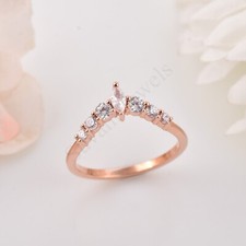 925 Silver Curved Ring For Women Stacking Band Wedding Engagement Ring Gift Her