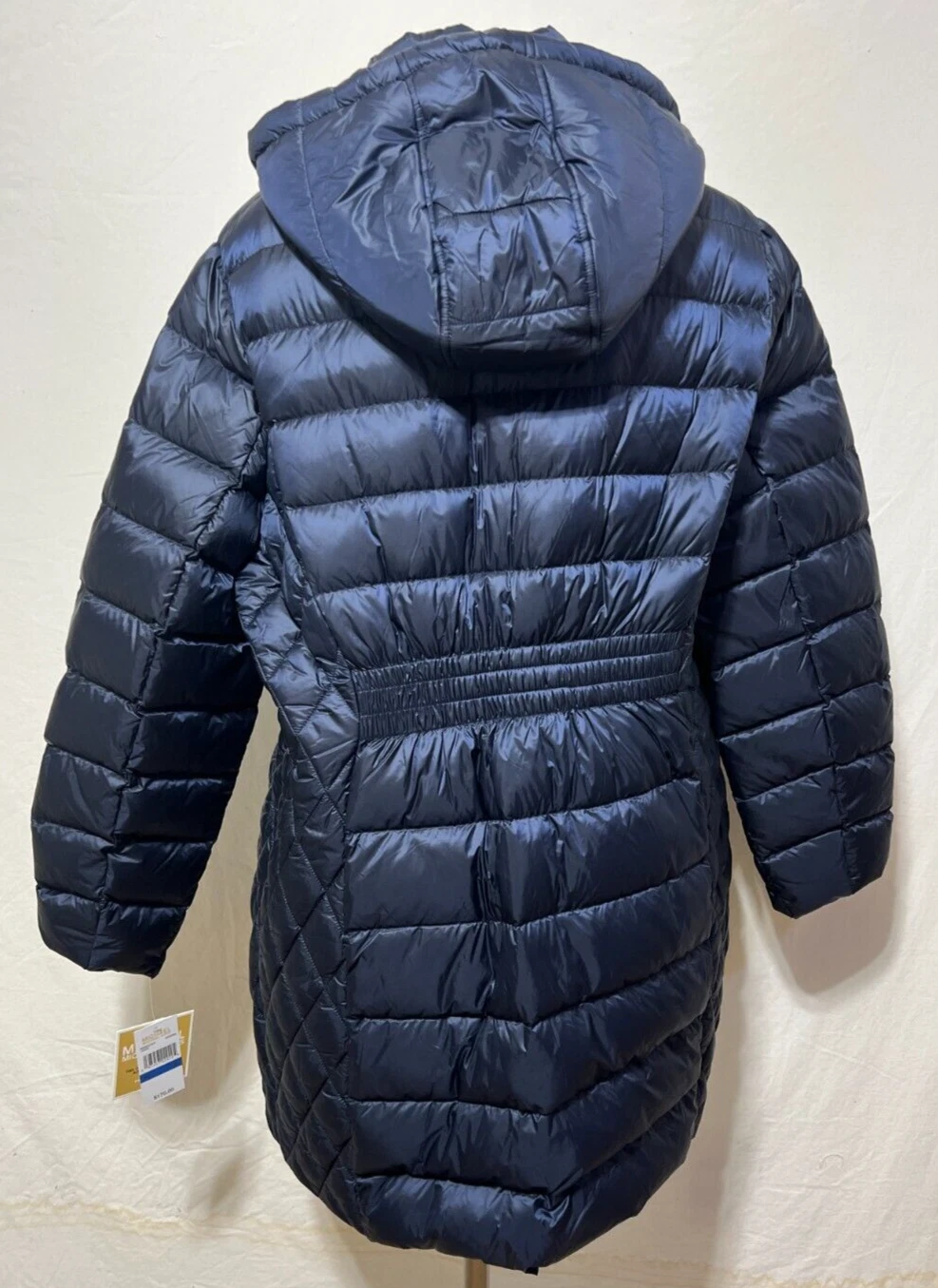 Giacca Michael Kors donna grande blu imbottibile piumino cappuccio rimovibile nuova con etichetta
