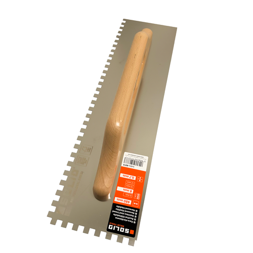 Cuchara de dientes inoxidable, dentada rectangular, mango de madera 0,7 mm 130 * 480 mm - Imagen 10 de 12