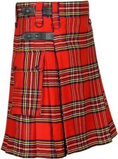 Royal Stewart Tartan Leather Straps Utility Kilts