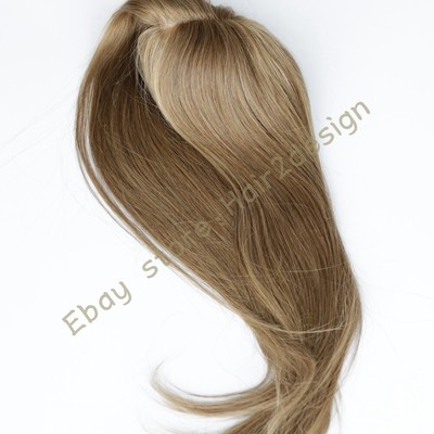 Brown Clip Human Hair Wig Toppers For Women Toupee Hairpieces For