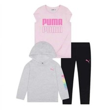 PUMA - Youth Kids Girls 3 Piece Set Long sleeve Tee, T-Shirt, Leggings XXS XS