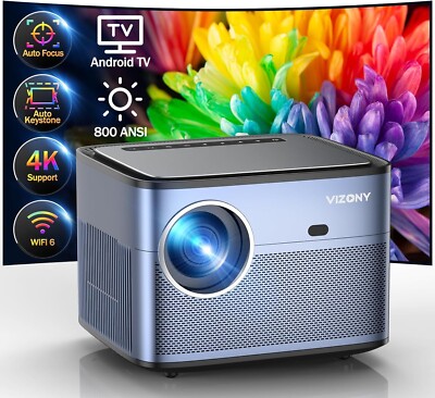 Android TV Projector 4K with Netflix Built in VIZONY 800ANSI 5G WiFi Bluetooth