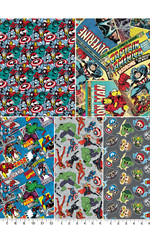 Marvel Avengers Cotton Fabric Action Power Hero Line Art Kawaii Comics Burst 43"