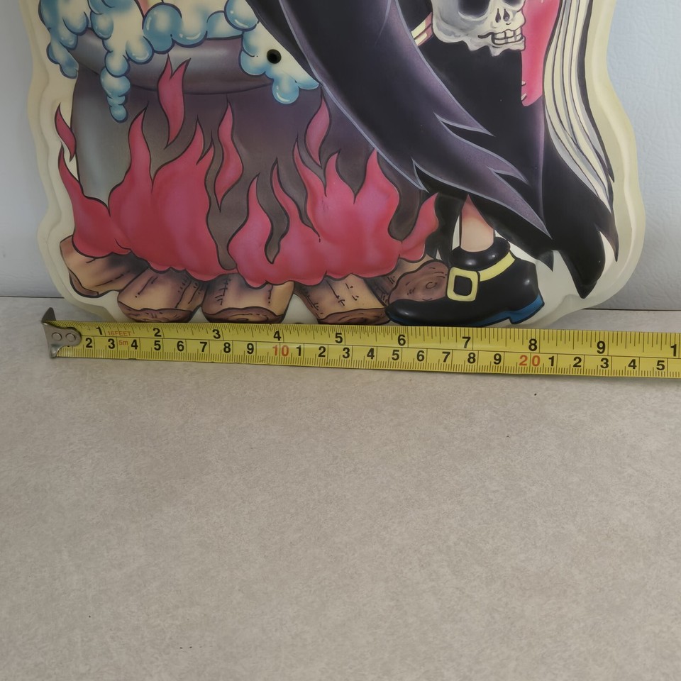 Vintage Halloween Screaming Witch Door Plaque Eyes Flash Green & Witch