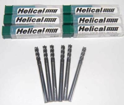 6 Pc. Helical 3/16''x5/8'' Vari. Pitch High Perf. Carbide End Mills w/C.R-SST,TI