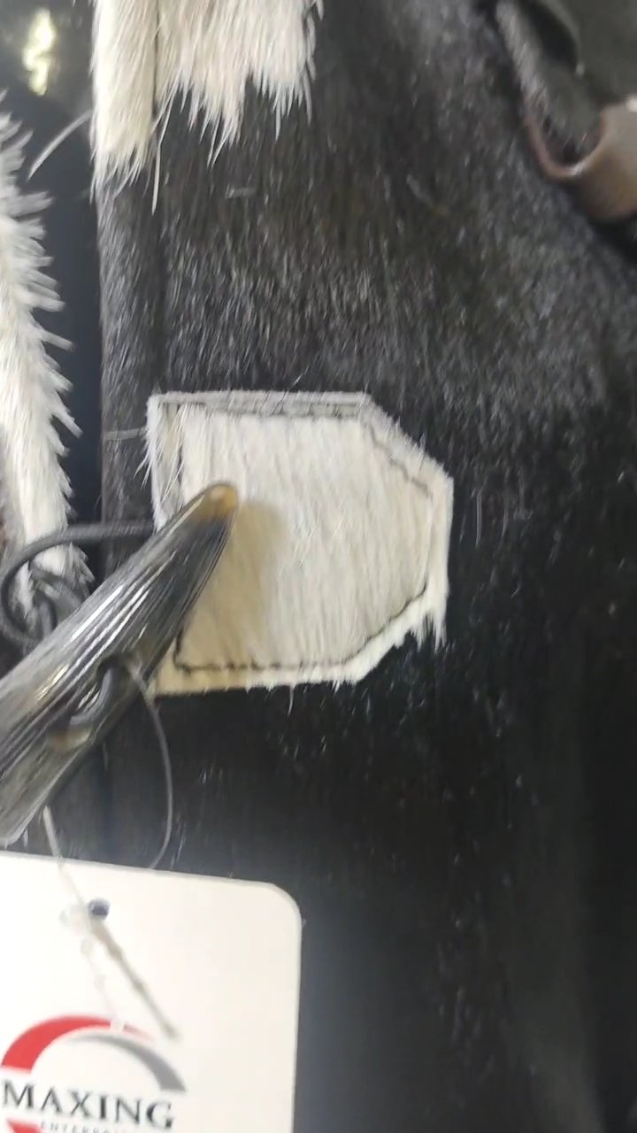 PONY Cappotto lungo donna pelle bovina bianco e nero capelli su pelle di cavallo Western Jack