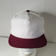 VTG Blank White USA Snapback Hat Baseball Cap Burgundy Bill Made in USA