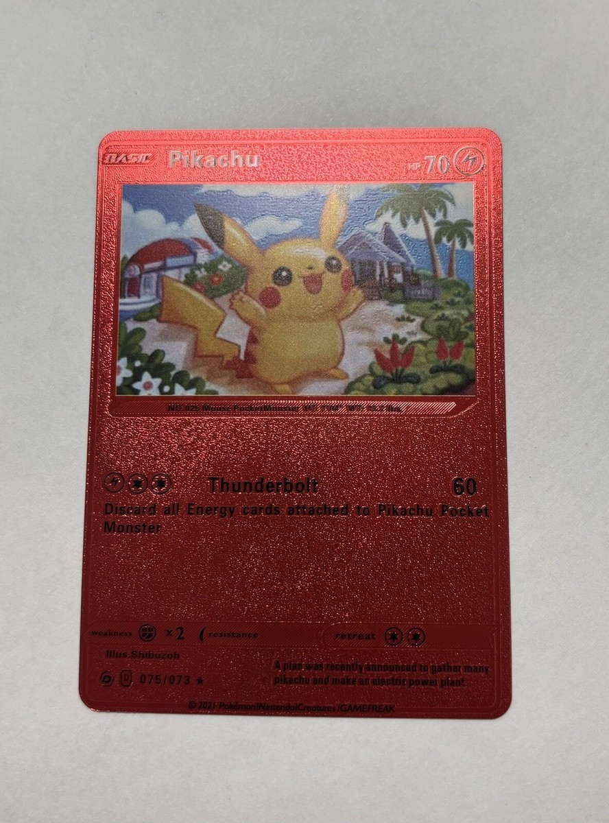 Pikachu Thunderbolt Red Foil Fan Art Display Card 075/073