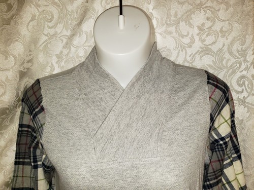 RUFF HEWN WOMEN'S FLANNEL SLEEVED GRAY SWEATSHIRT NWT! ORIG $79 2561 - Picture 2 of 8