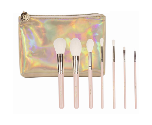 BH Cosmetics Brush Set 7 Piece Travel Series Face & Eye Essentials w/ Travel Bag - Picture 2 of 6