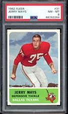 1962 Fleer Football #31 Jerry Mays PSA 8