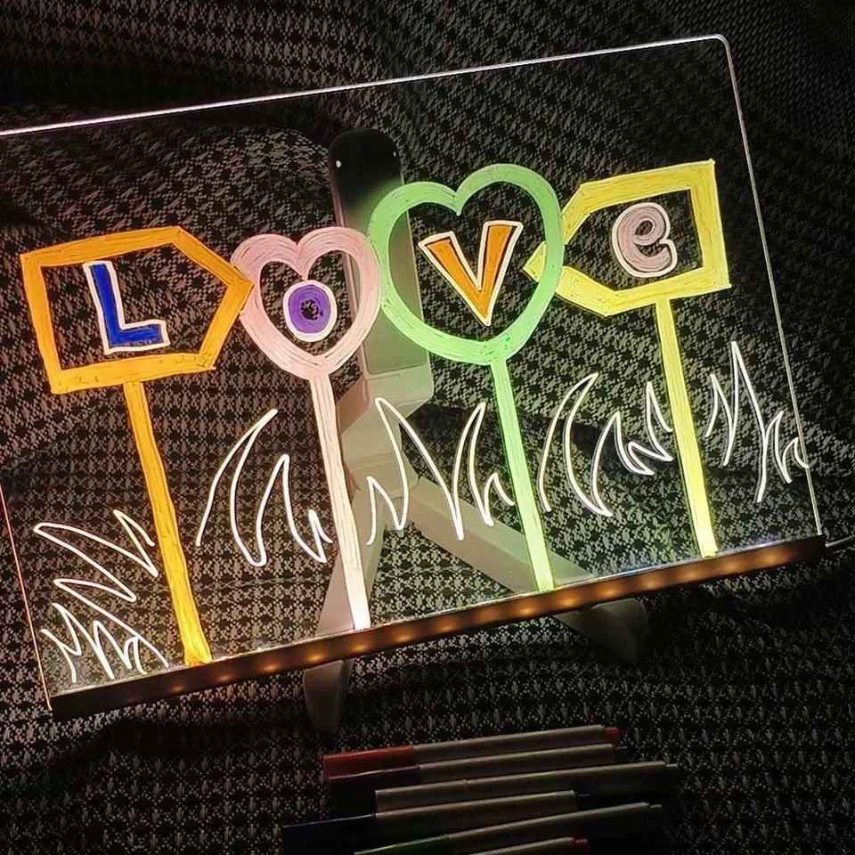 LED Note Board with Night Light & 7 Pens - Kids Drawing & Message Board - Image 3 of 4