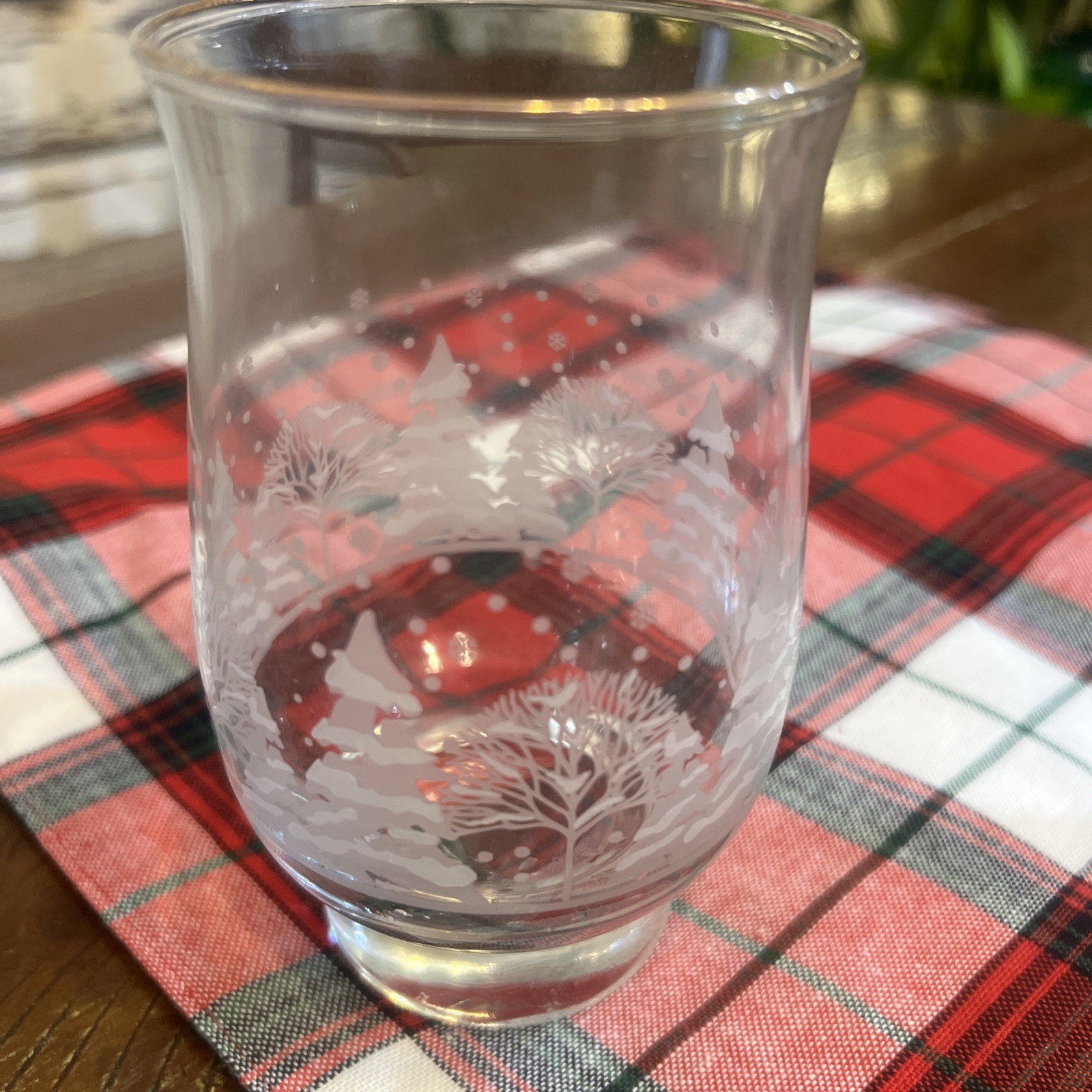 Vintage Arby's Libbey Frosted Winter Scene Glass Tumblers Gold Rim Set Of 2