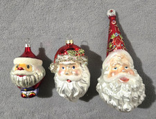 3 Santa Christmas Ornaments Blown Glass Old World Christmas Santa Sinterklaas 