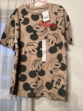 Kids Disney Mickey and Friends Tan Print Graphic T Shirt Size Med NEW