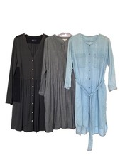 GAP Bundle of 3 Shirt Dresses MEDIUM 10 Denim Rayon Cotton Long Sleeve