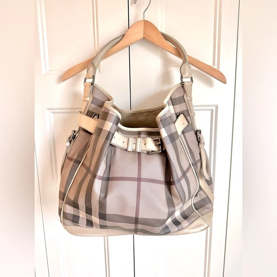 Burberry Smoked Check Medium Walden Belted Hobo Handbag - Image 2 of 4
