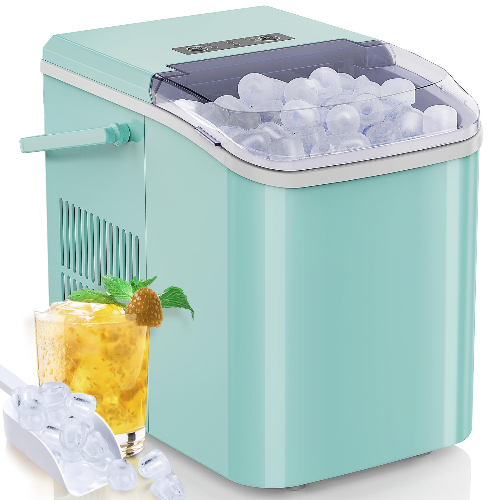 Countertop Ice Maker, 9 Cubes in 6 Mins, 26lbs in 24Hrs, 2 Sizes of Bullet Ic...