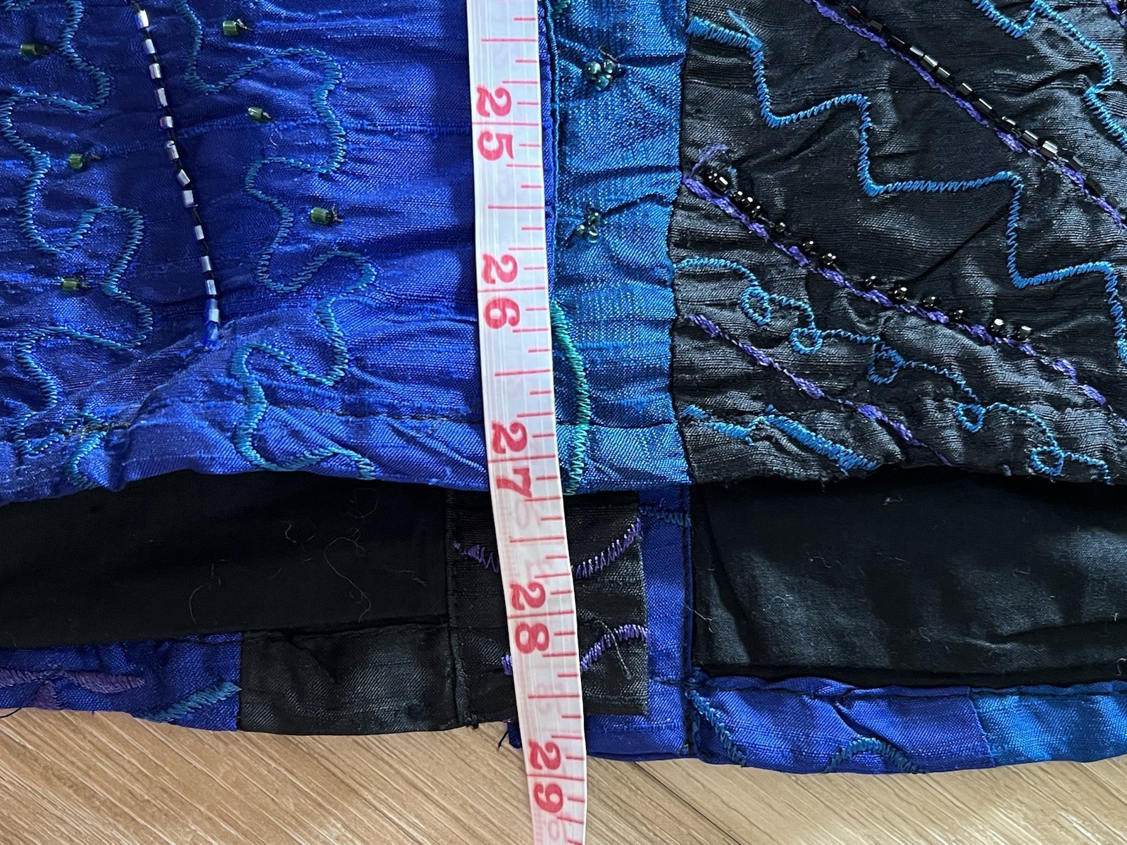 VTG 100% SILK Sequin Patchwork Jacket Shacket Emb… - image 7