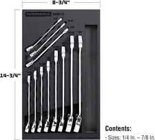 Powerbuilt SAE Reversible Ratcheting Wrench Set, 11 Piece, 72 Tooth Switch