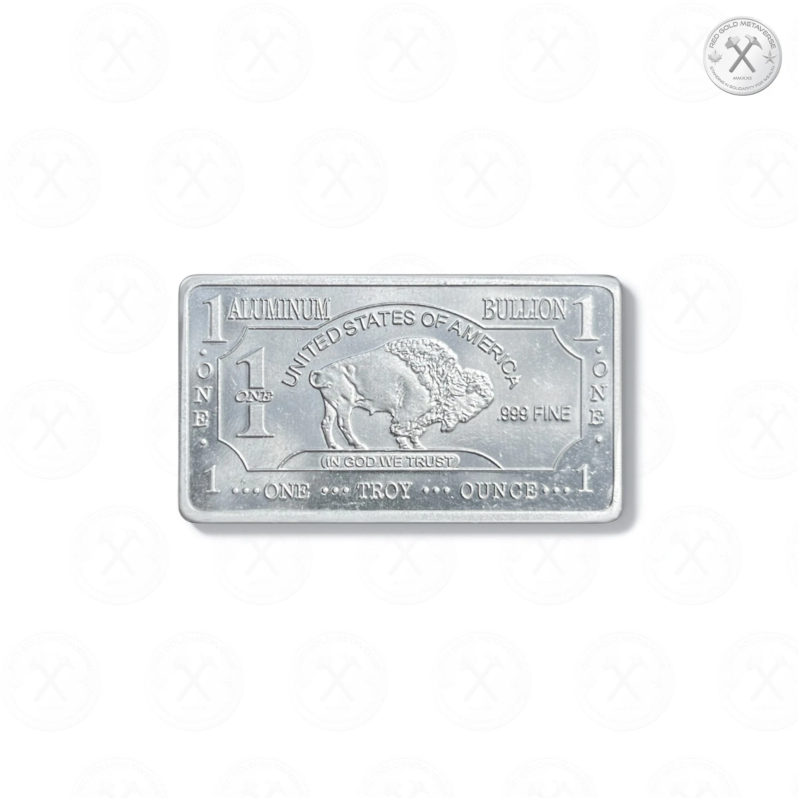 1 oz .999 Pure Aluminum American Buffalo Bullion Ingot Bar/CMC