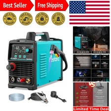 Plasma Cutter, [Pilot Arc][Large LED Display][Air Sensor] 50A Plasma Cutter M...