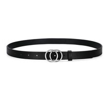Skinny Black Belts for Fashion Ladies Thin Leather Dresses Belt for Jeans Pan...