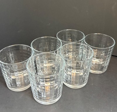 Vintage Set of 6 PASABAHCE Optic Block Glassware/Barware 12 oz Lowball 4'' X 3.5''