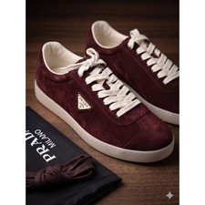 New Prada Milano Men Suede Sneakers Bordeaux ...