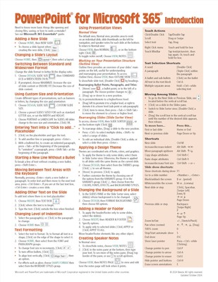 PowerPoint for Microsoft 365 (Office 365) Introduction Quick Reference Guide - W