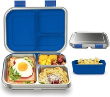 Stainless Steel Bento Box Kids, 3 Compartments Leak Proof Metal Bento Lunch Box
