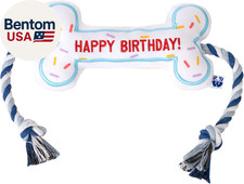 Juguete interactivo para perros de hueso de cumpleaños - Juguete interactivo para mascotas con cuerda de remolcador - Lindo único D