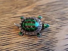Vintage Alice Caviness Sterling Silver Germany Enamel Marcasite Turtle Brooch