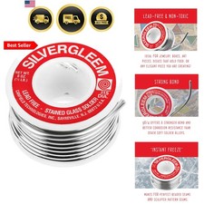 Silvergleem Lead Free Silver Solder Wire for Stained Glass Solder Crafting an...
