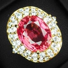 Precious Padparadscha Tourmaline Oval 8.70Ct 925 Sterling Silver 24K Gold Rings