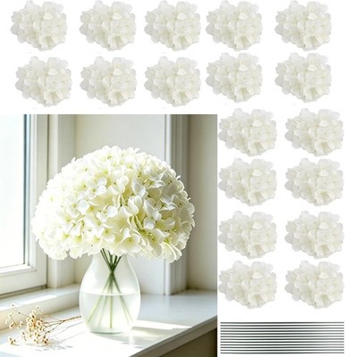 10pcs Hydrangea Artificial Flowers Bulk Heads with Stems Fade-Resistant Reusable