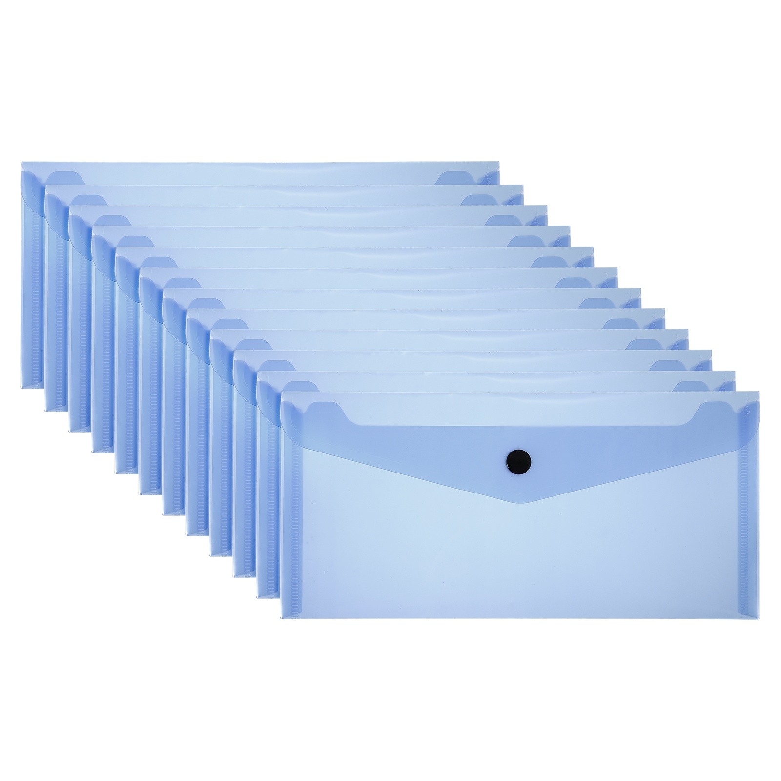 12 Pack A6 Plastic Expanding File Folders with Snap Closure, Blue