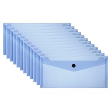 12 Pack A6 Plastic Expanding File Folders with Snap Closure, Blue