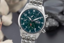 IWC orologio aviatore verde cronografo acciaio automatico orologio da uomo IW388104 NP: 9300,- €