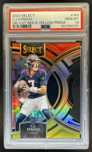 2023 Select C.J. Stroud RC Red and Yellow Prizm Die Cut Premier #183 PSA 10