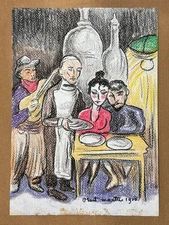 Kees van Dongen (Handmade) Mixed Media Paper Drawing Signed and Stamped