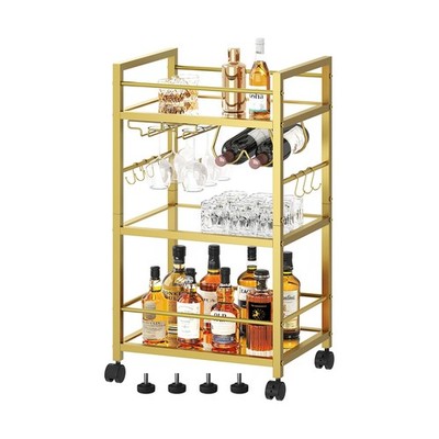 Bar Cart, Serving Cart for Home, Microwave Cart, Drink Cart, Mobile Kitchen S...