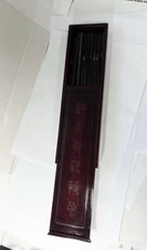 Vintage China Carved Cherry Wood Slide Box Chopsticks Set for 9 Y746A 18 Pieces